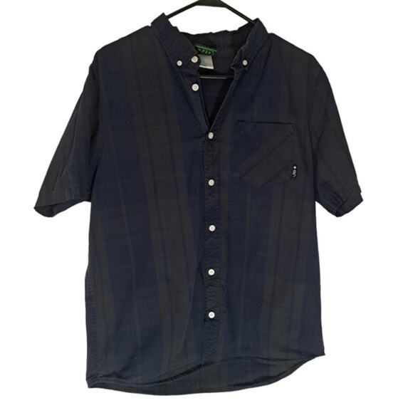 LRG Lifted Research Group  Button Up  1947 Brown Blue Striped Sz M 100% Cotton - Picture 1 of 6